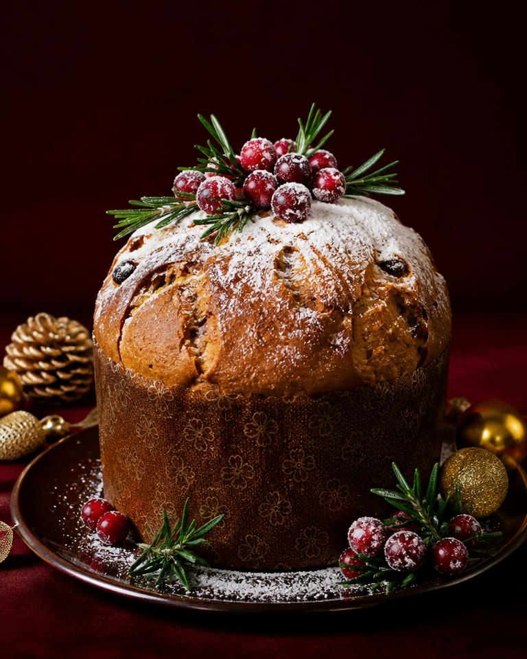 Panetone com decoração natalina elegante
